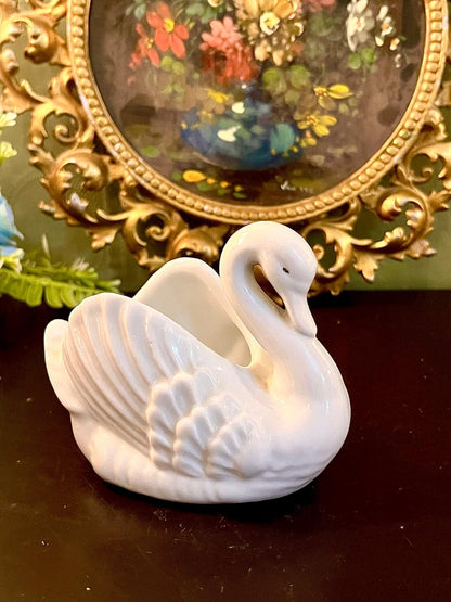 White Swan Ceramic Planter