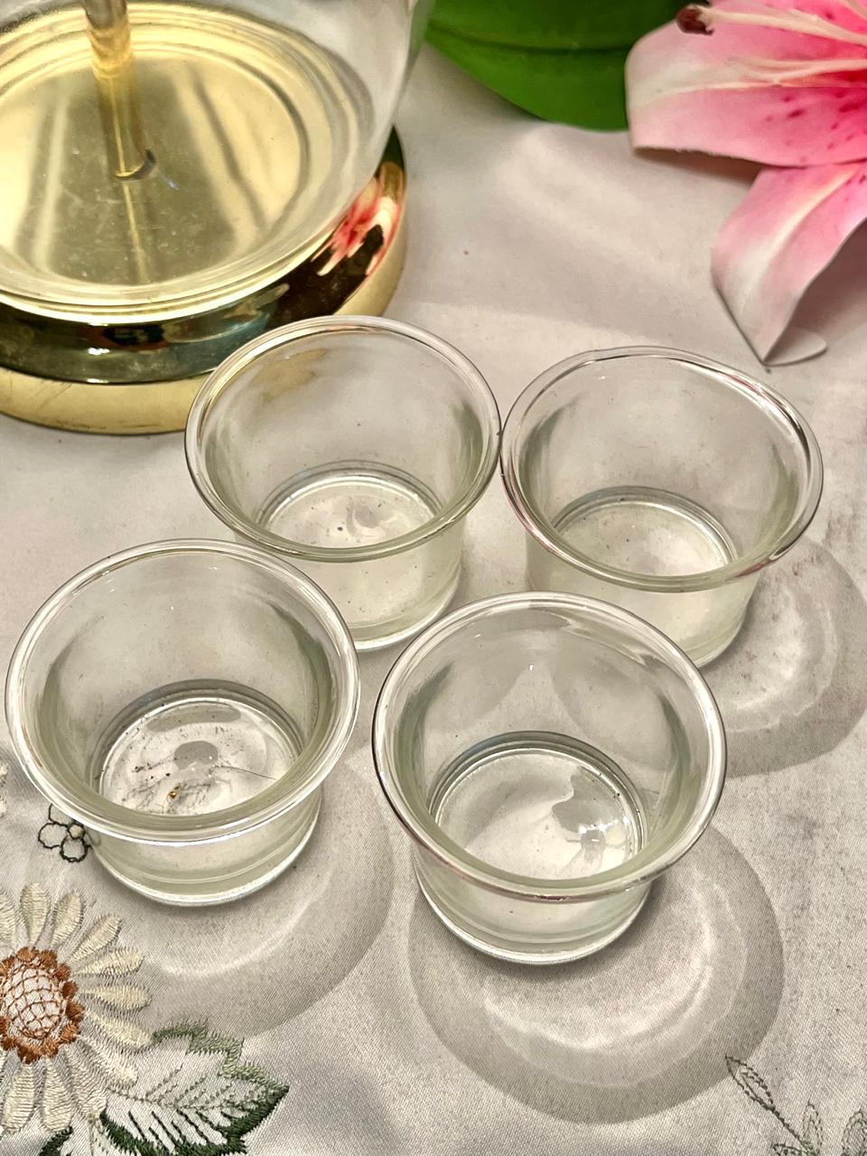 Vintage Clear Crystal Tealight Holders 4-Piece Set Approx. 6 cm