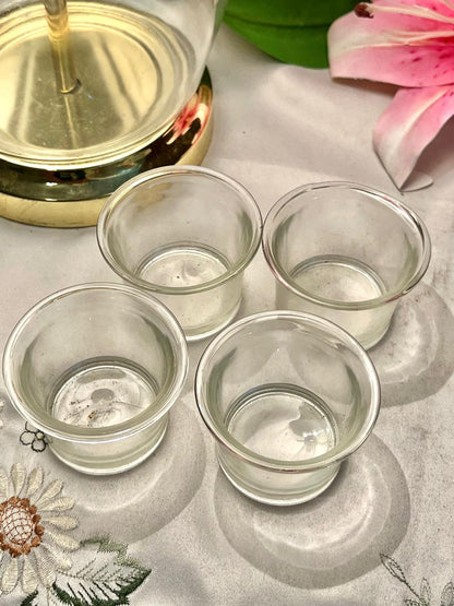 Vintage Clear Crystal Tealight Holders 4-Piece Set Approx. 6 cm