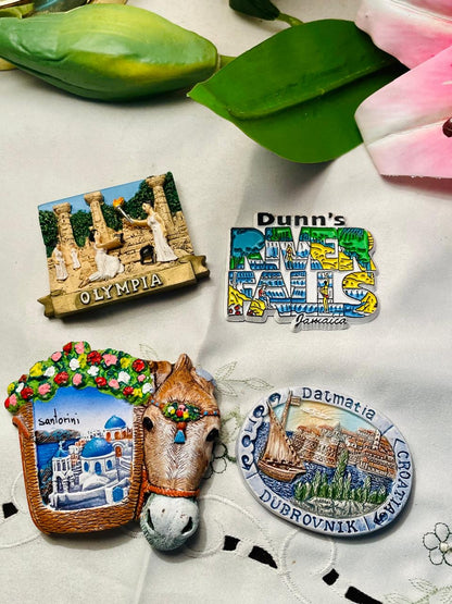 Fridge Magnet 4-Piece Travel Souvenir Magnet Set Greece Jamaica & Croatia