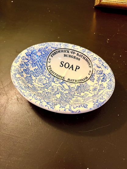 Frederick Rathbone Burgess Blue Floral Soap Dish 14 cm