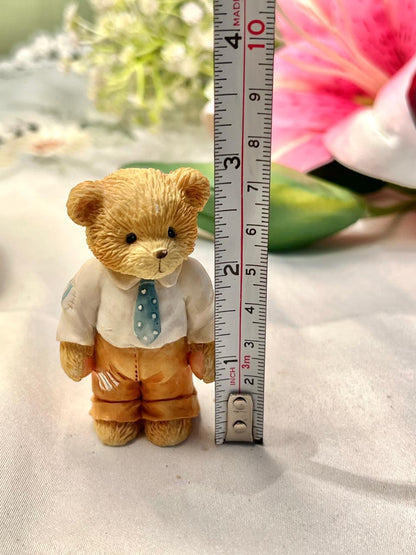 Child of Pride Teddy Bear Figurine Blue Tie 7 cm