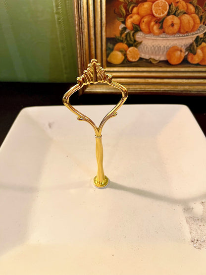 Vintage White Square Serving Platter with Gold Handle – 9 Inch