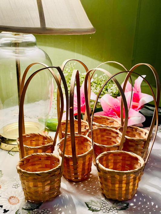 Set of 7 Mini Woven Baskets with Tall Handles | (each)