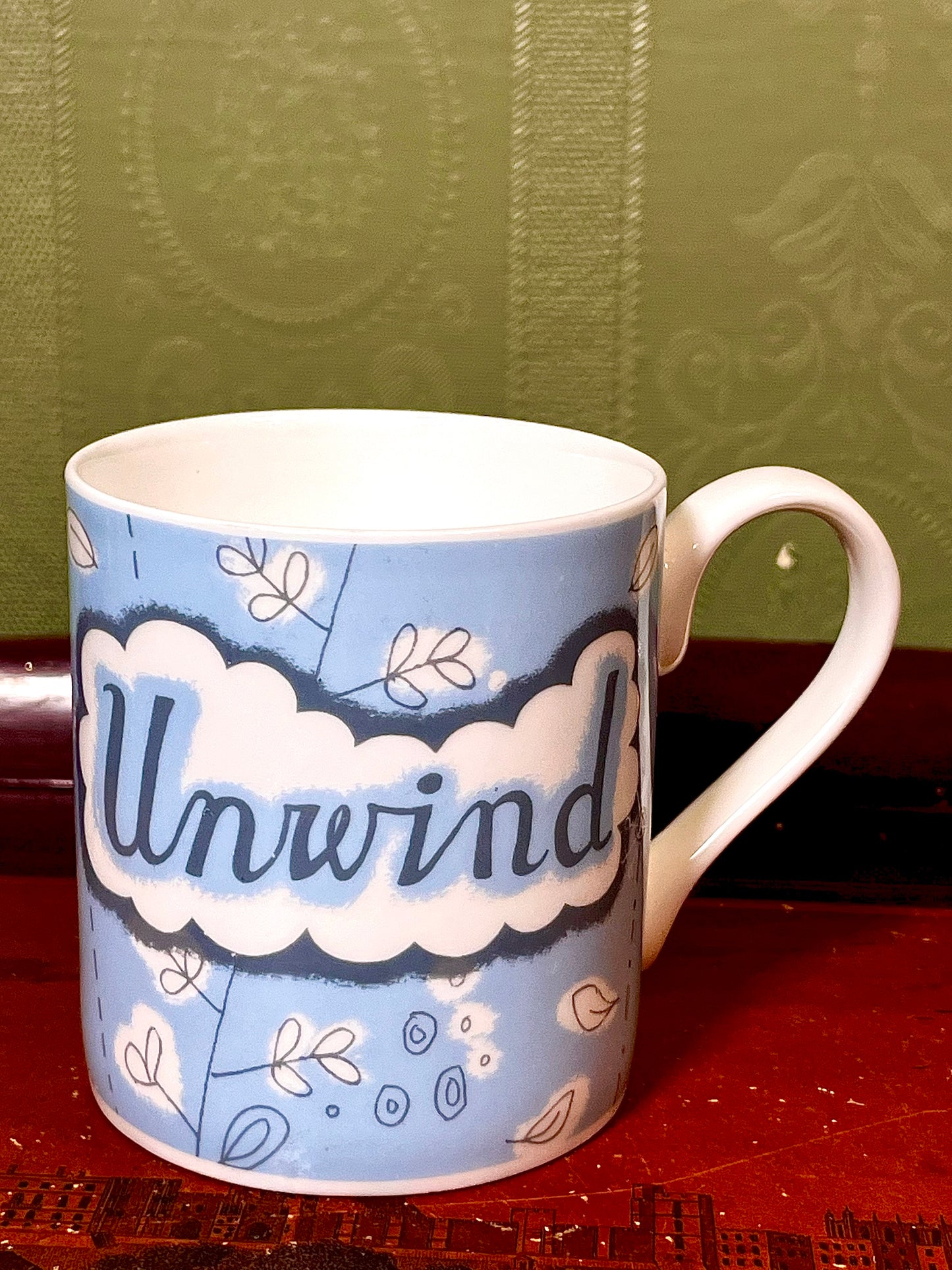 Repeat Repeat Serenity Blue Floral Bone China Unwind Mug