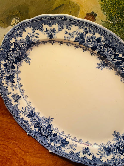 Churchill Blue Willow Large Oval Plater, Large Dish, 20”, Blue Pottery England