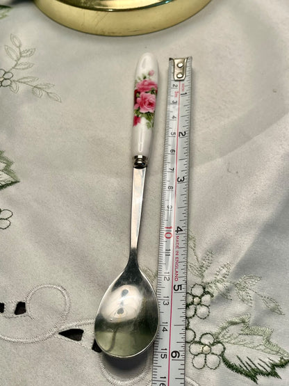 Pink Rose Ceramic Handle Serving Spoon 15 cm