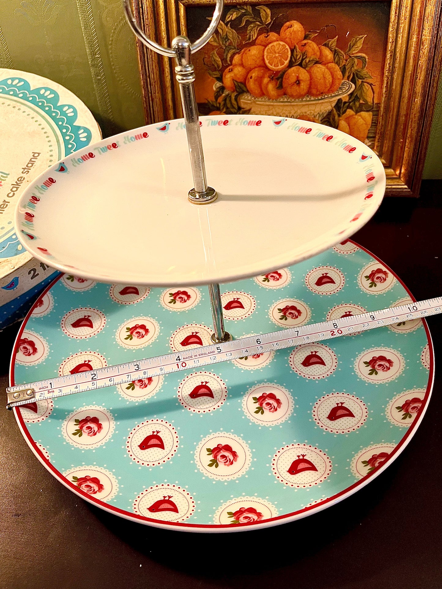Vintage Home Sweet Home 2-Tier Cake Stand 26 cm Boxed