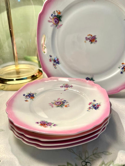 5-Piece German Floral Plate & Serving Platter Set 8.5 in