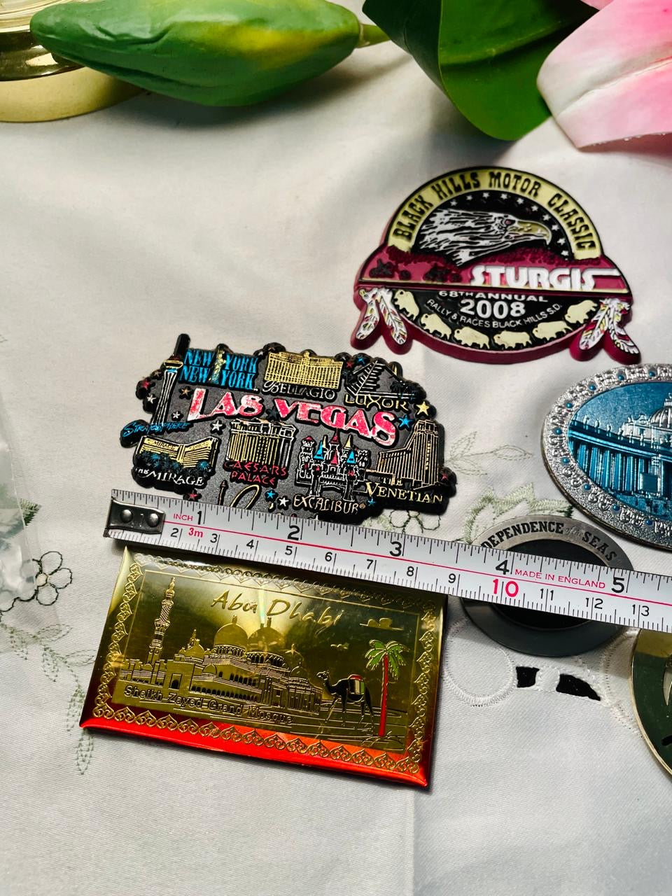 Fridge Magnet 6-Piece Travel Souvenir Decor Set Las Vegas Rome & More