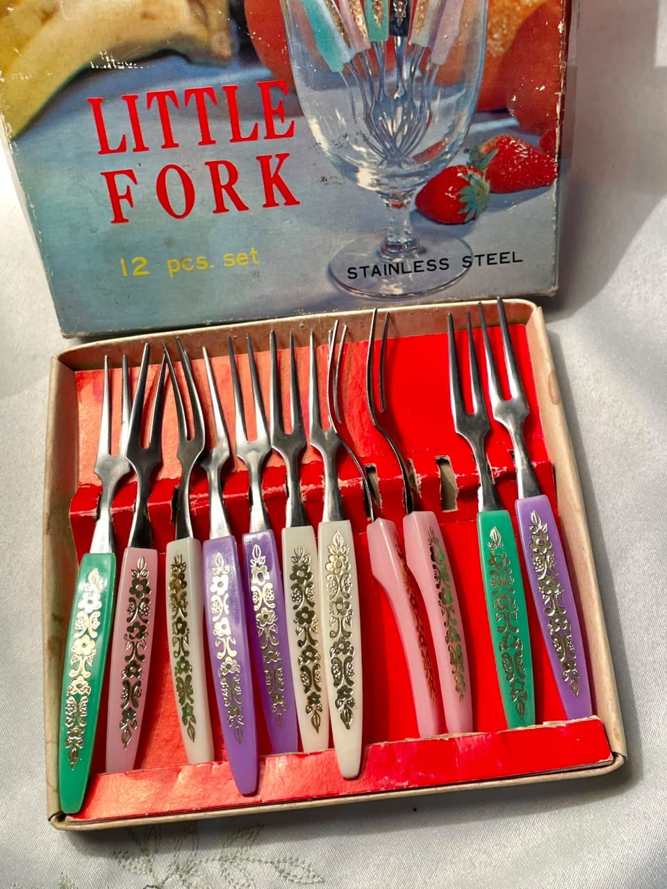 Vintage Stainless Steel Little Fork Set 12-Piece Approx. 10 cm
