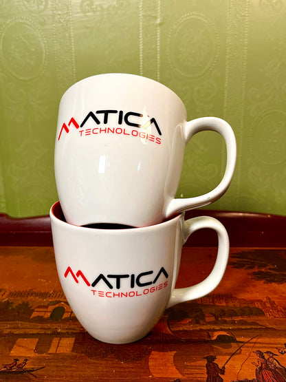 Lerche Matica Technologies Red & White Mugs Set of 2 10cm