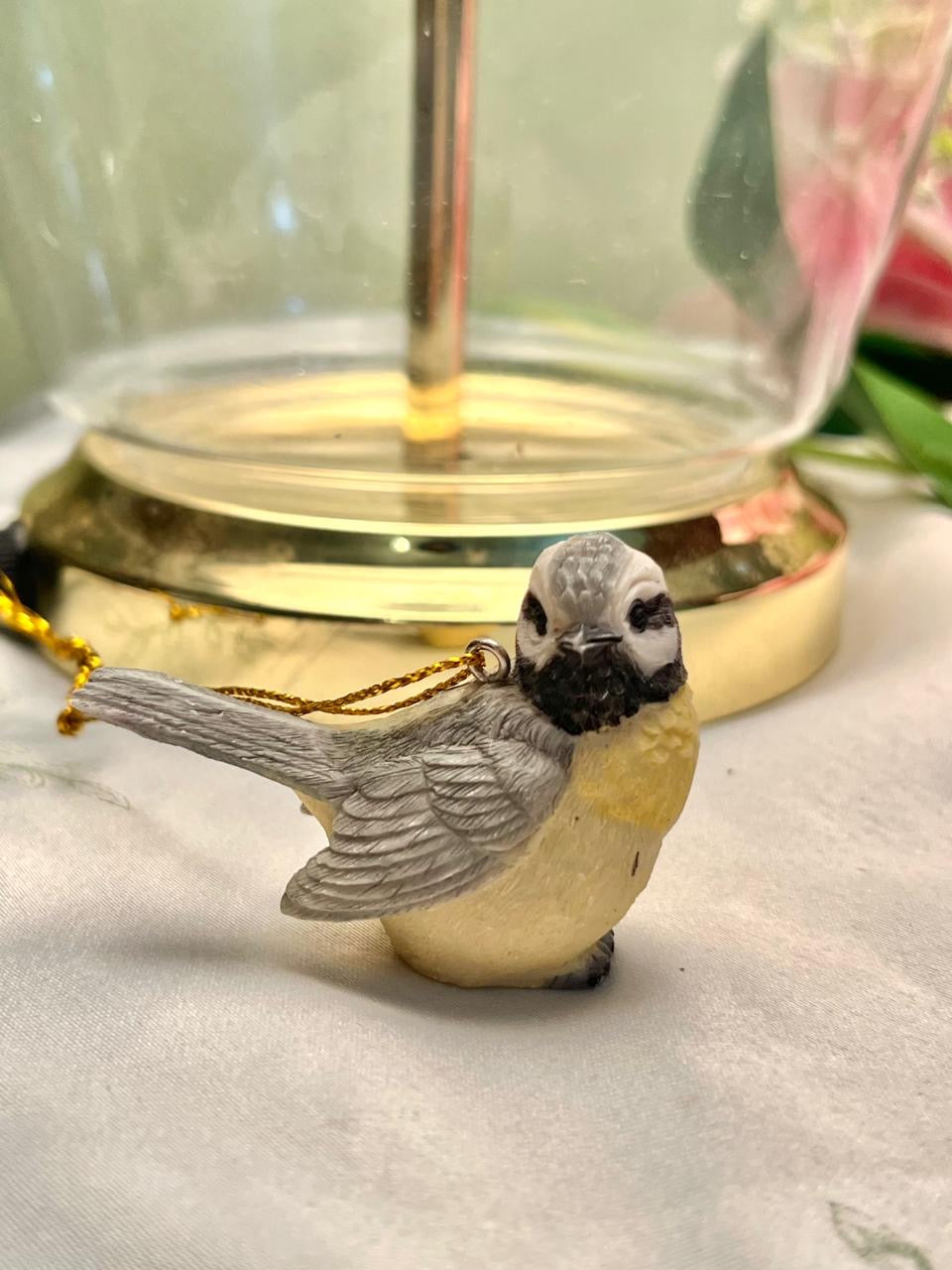 Grey Yellow Bird Hanging Figurine 4.5cm - 1 Piece
