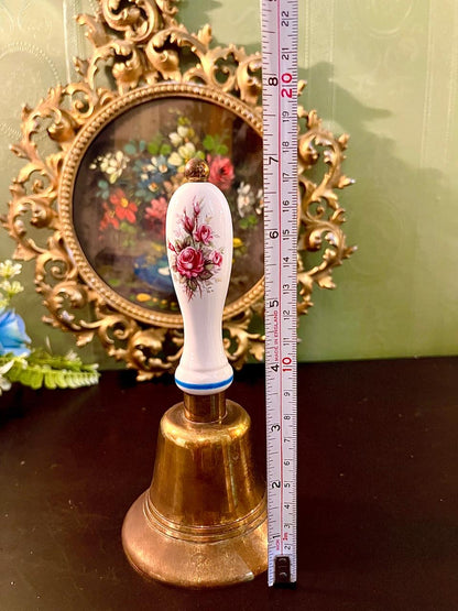 Brass Bell with Floral Porcelain Handle