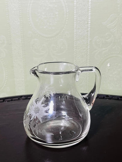 Vintage Etched Crystal Floral Water Jug 9cm
