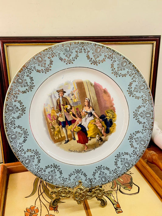 Vintage Staffordshire Ironstone Plate 11 in – Ornate Victorian Scene Display Piece