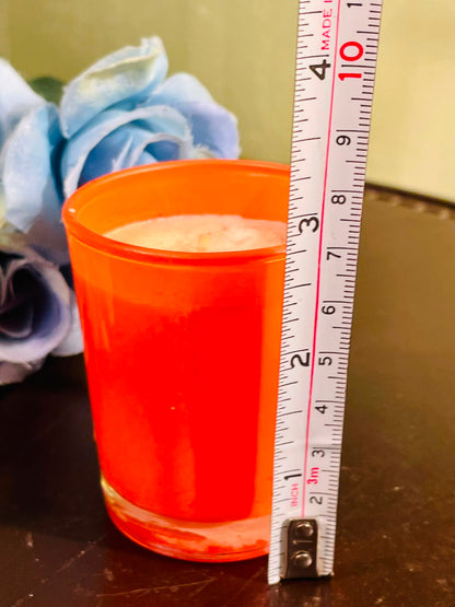Orange Frosted Crystal Scented Candle – Decorative Votive 8cm