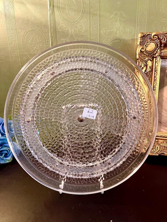 Vintage Clear Hammered Glass Decorative Plate 9 Inch