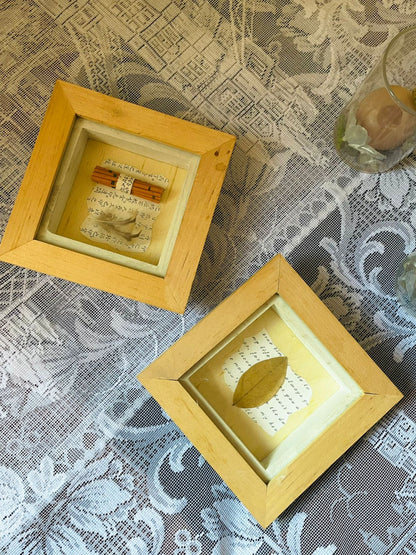 Set of 2 - Shadow-Box Wall Art Set – Natural Leaf & Feather Décor