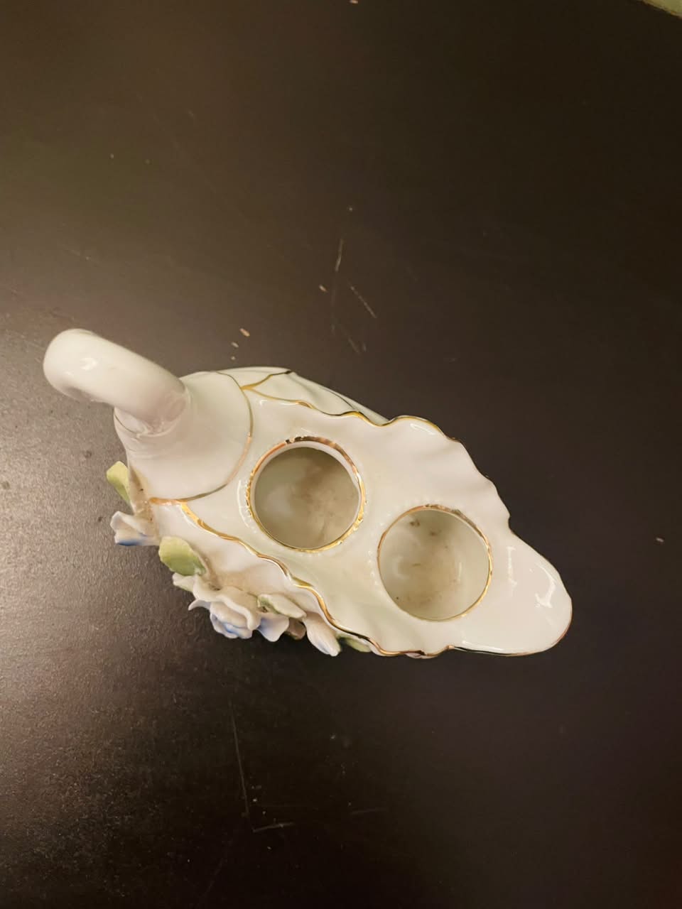 Porcelain Swan Floral Toothpick Holder