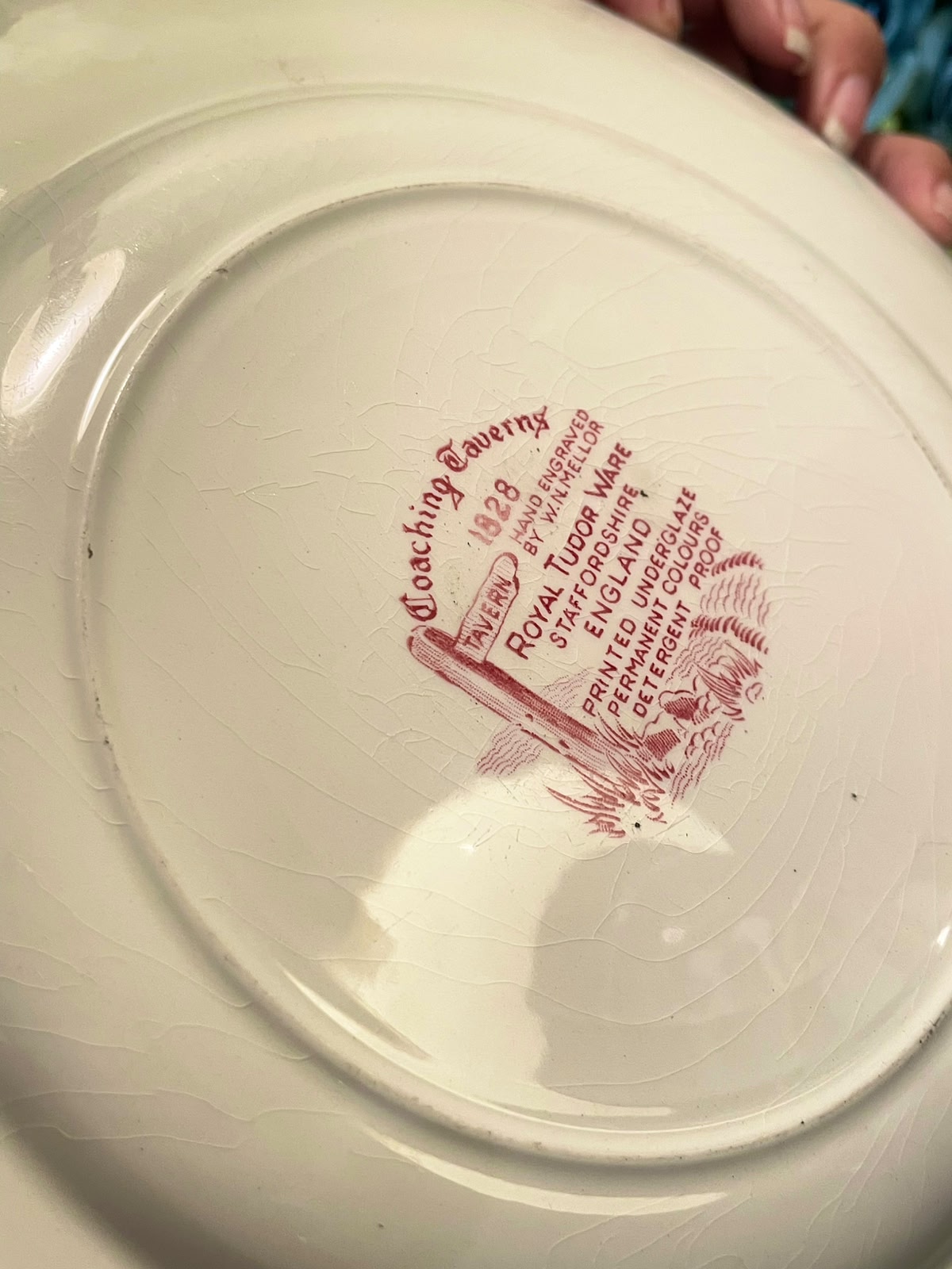 Royal Tudor Coaching Taverns Pink Transferware Plate 9 Inch