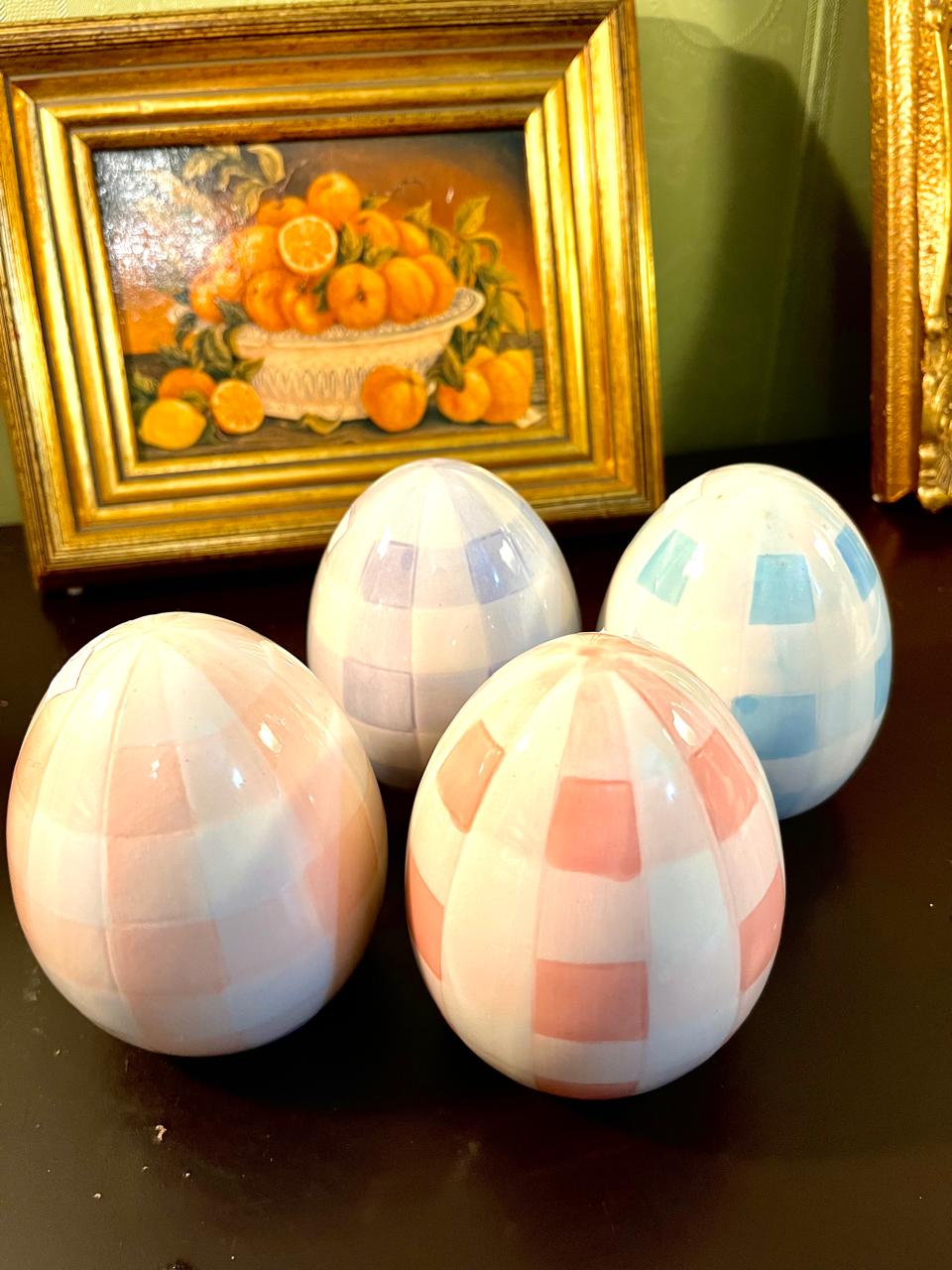 Set of 4 Pastel Ceramic Decorative Eggs 5 Inch – Easter Home Décor