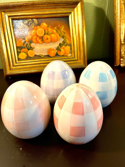 Set of 4 Pastel Ceramic Decorative Eggs 5 Inch – Easter Home Décor