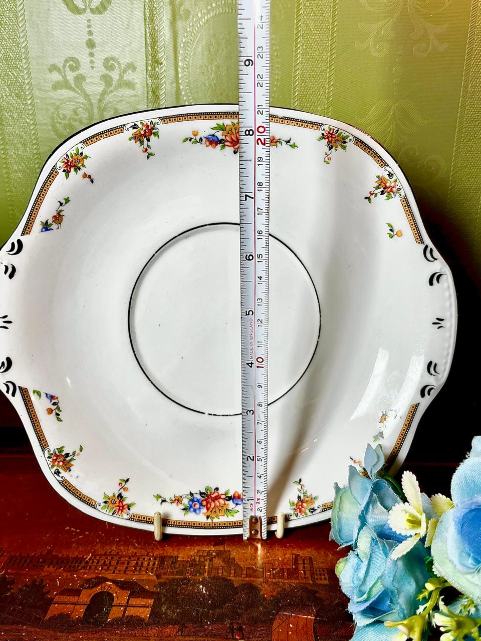 Vintage C.W.S. Windsor China Floral Square Serving Plate Approx. 8.5 Inch