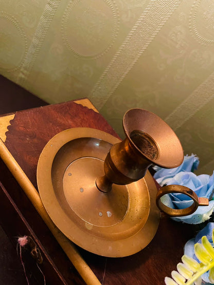 Vintage Brass Chamberstick Candle Holder 4 Inch