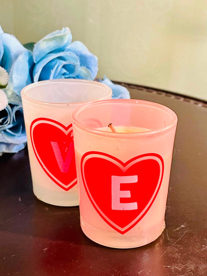 Love Heart Crystal Scented Candle – Frosted Votive 8cm