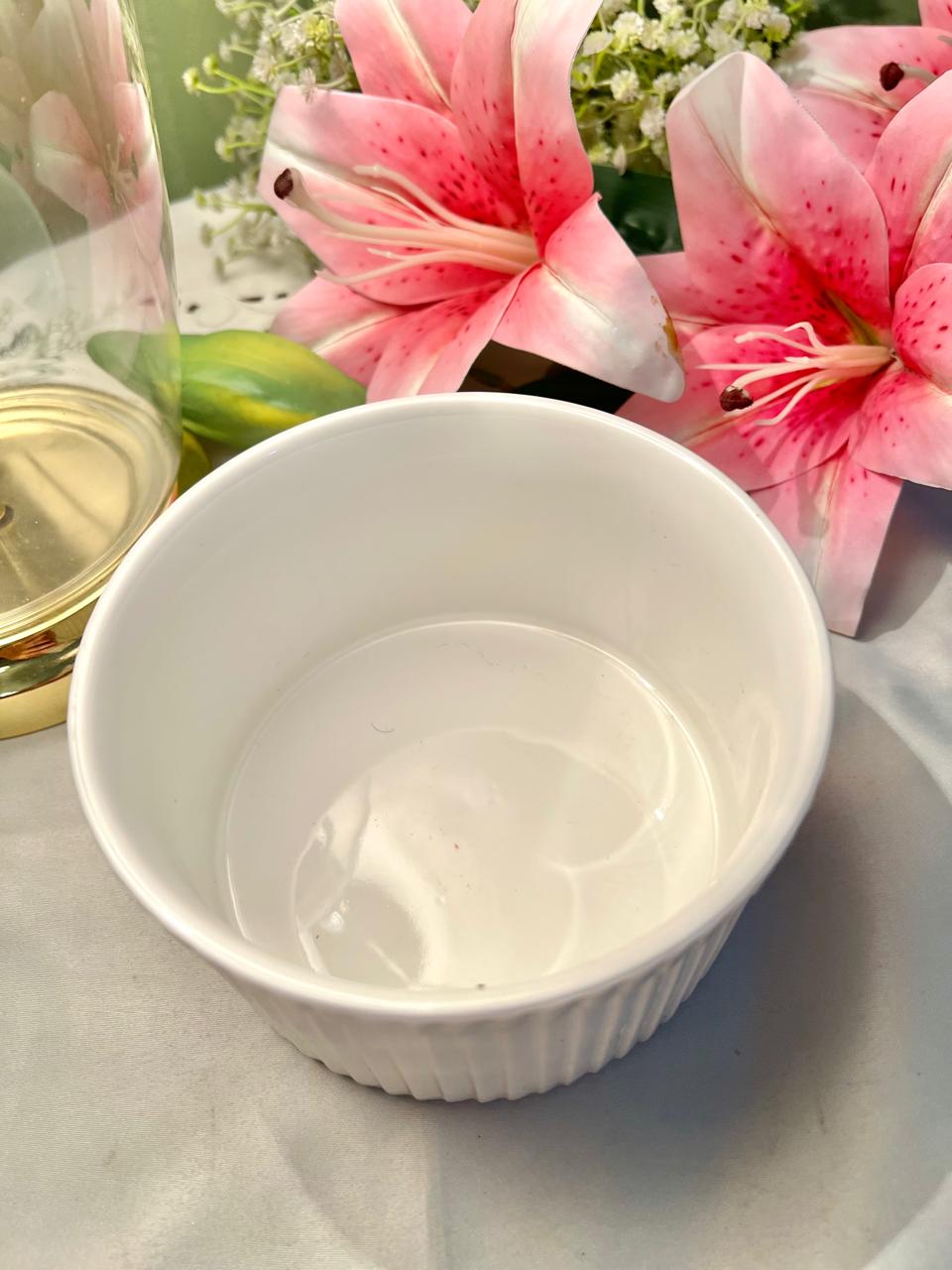 White Ribbed Ceramic Oven-Safe Ramekin – 5.5 Inch
