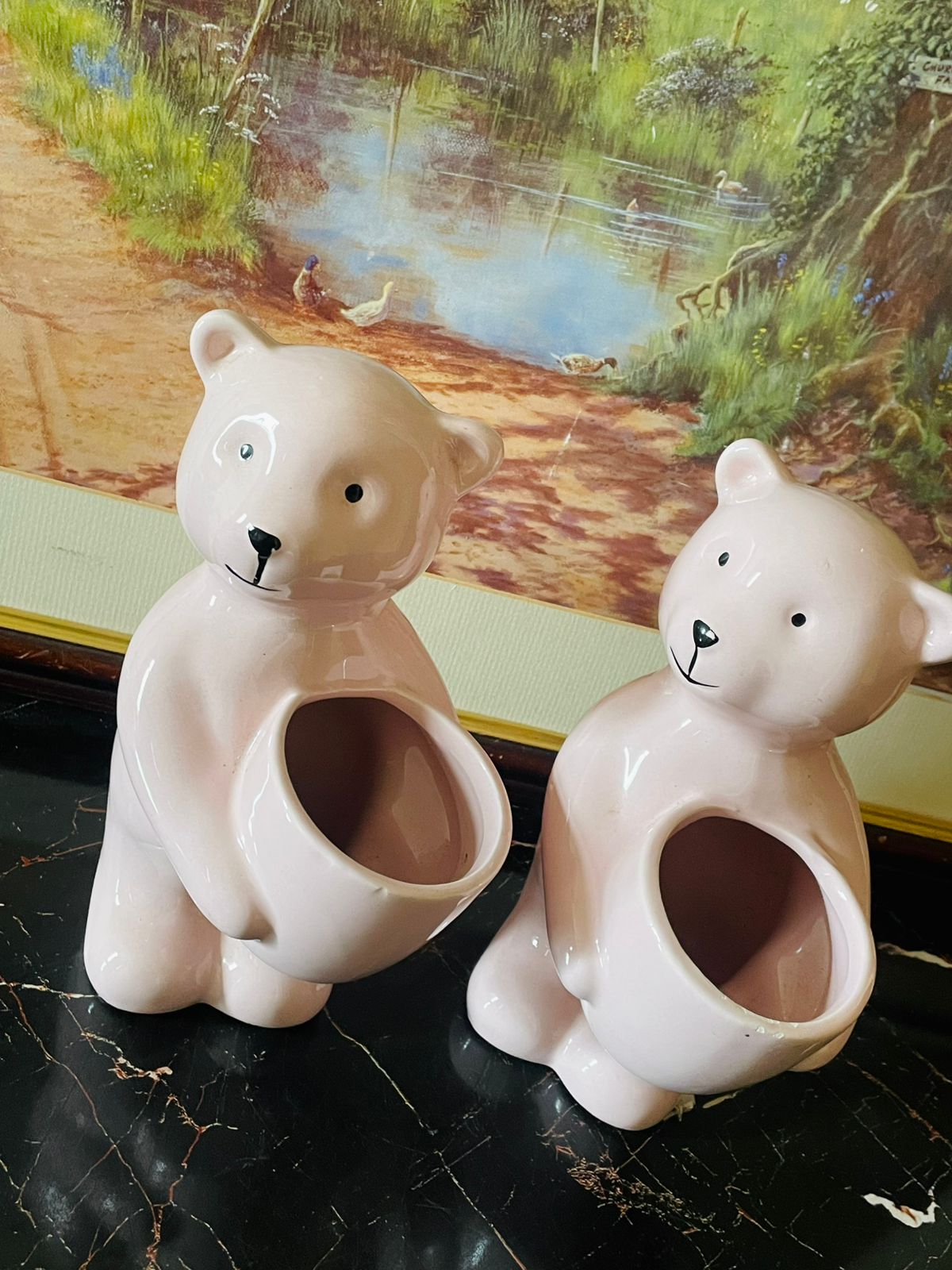 Tall Ceramic Pink Bear Planters – Cute Nordic Style 1,800 each