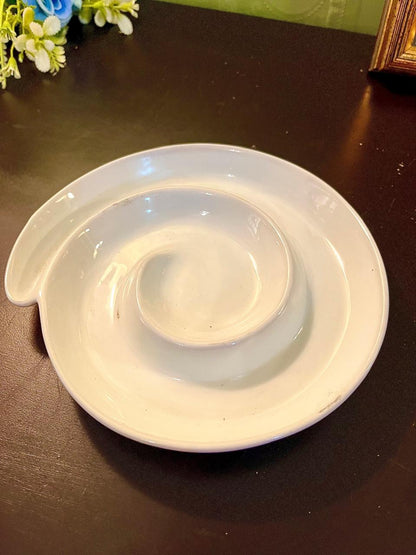 White Ceramic Chip & Dip Serving Platter – Divided Snack Tray