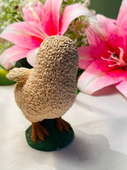 Textured Cream Bird Figurine with Flower Approx. 10 cm
