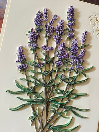 Marks & Spencer Hand-Painted Wall Plaque 3d floral stoneware– “Lavandula” 21 cm