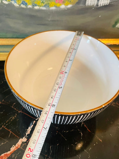 Set of 2 Cereal Bowls, Ceramic Bowls with White Stripes – Modern Luxe Design Oven Safe