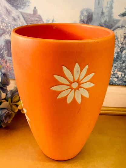 Orange Ceramic Vase Floral Design Modern Home Decor