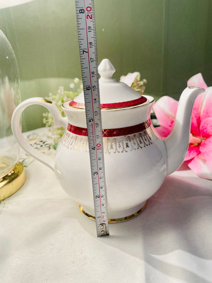 Royal Grafton Fine Bone China Majestic Crown Staffordshire Red & Gold Teapot 6.5 in