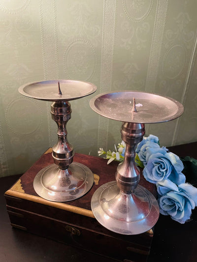 Pair of Vintage Silver Plated Candlestick Holders 6 Inch