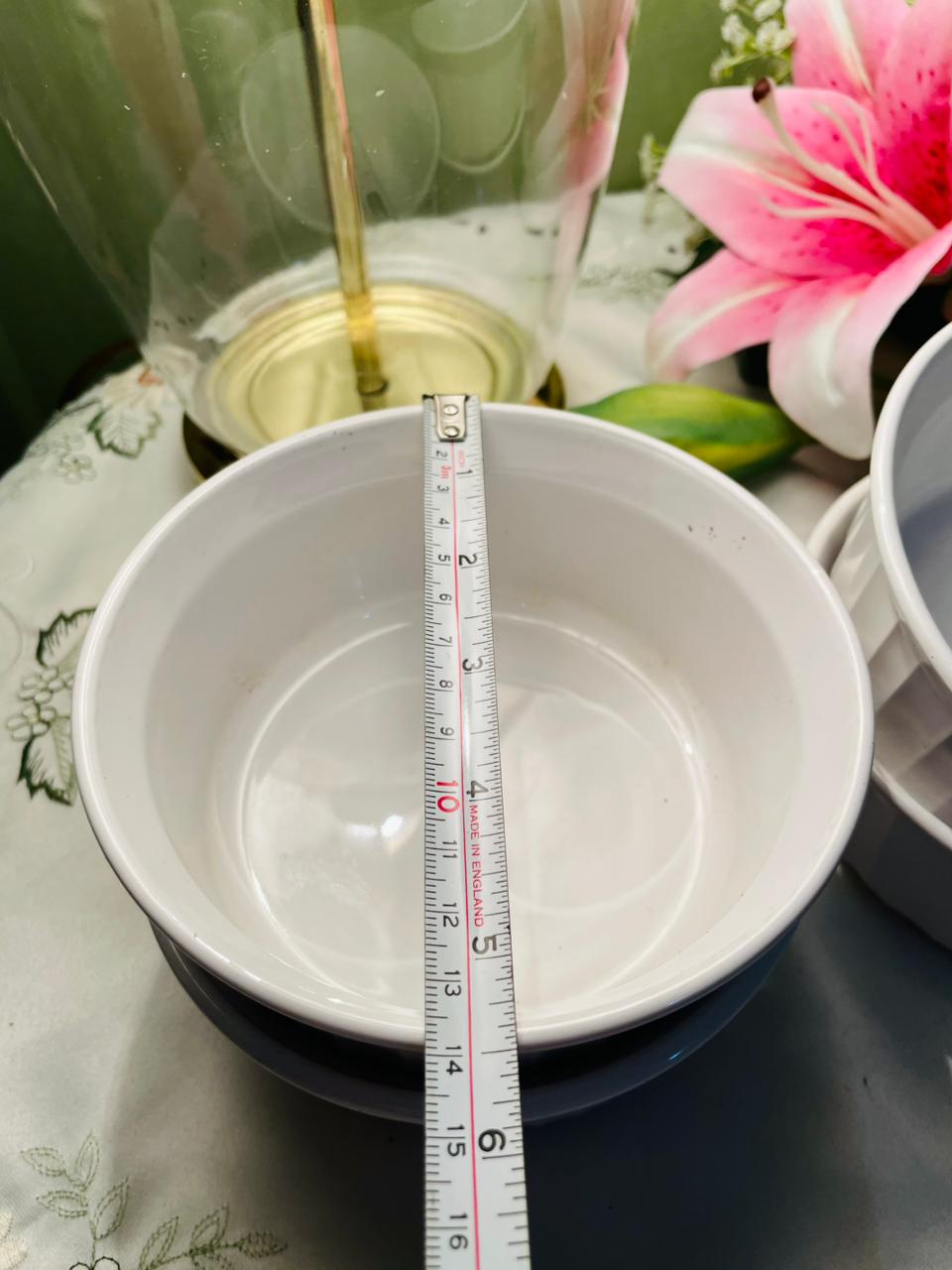 CorningWare French White Ribbed Ceramic  Bowls – Set of 4, 5.5 Inch