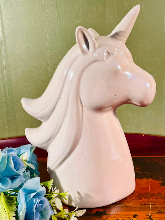 White Ceramic Unicorn Money Bank – 9 Inch