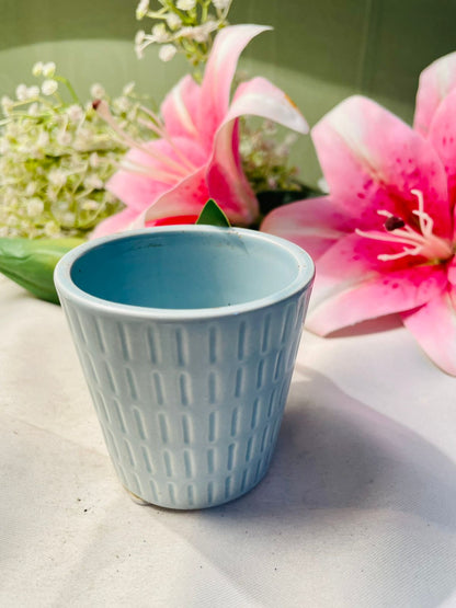 Light Blue Textured Ceramic Mini Planter 3 in