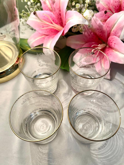 Vintage Royal Wedding Gold-Rimmed Crystal  – Prince of Wales Commemorative Set Approx. 9 cm