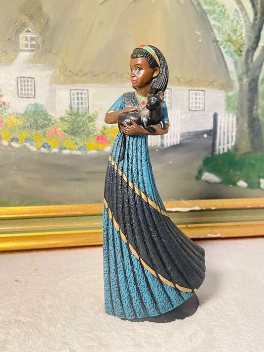 Vintage African-Inspired Mahogany Princess Figurine – Parastone – Tribal Art Decor