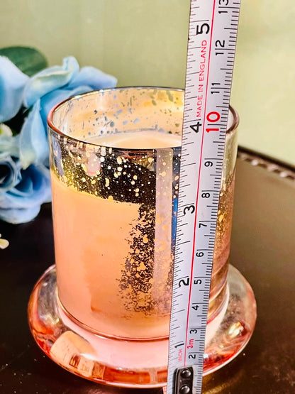 Mercury Glass Scented Candle in Pink Glass Holder (5 Inch)