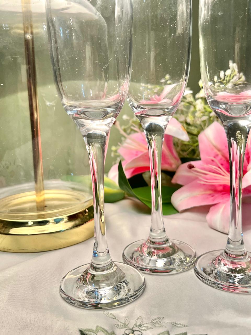 Set of 3 Clear Crystal Champagne Flutes – Approx. 9 Inch