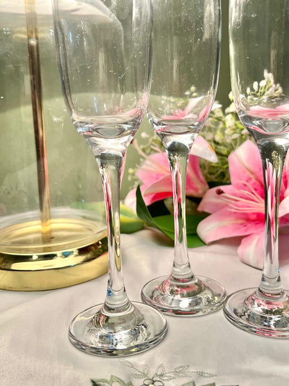 Set of 3 Clear Crystal Champagne Flutes – Approx. 9 Inch