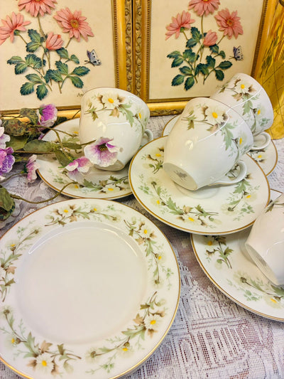 Royal Doultan Daisy Tea Set of 4 – Cups, Saucers & Plates