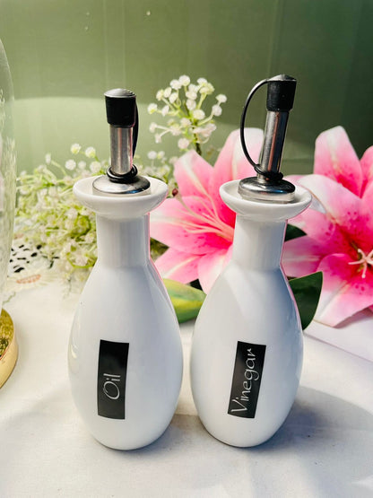 Oil & Vinegar Ceramic Pourer Set 2pc 7 in