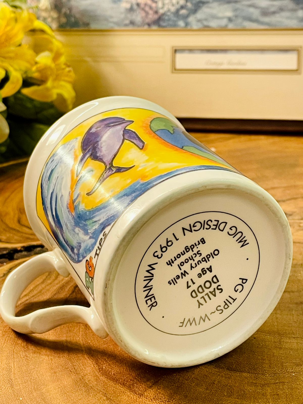 WWF Dolphin & Panda Vintage Mug | Sally Dodd Art Cup